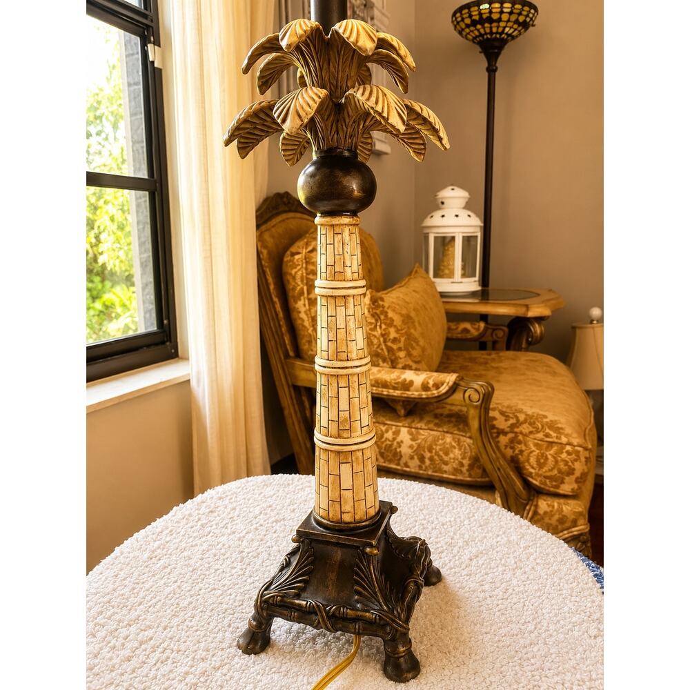 Hollywood Regency style palm tree table lamp, Raymond Waites Tyndale Palm